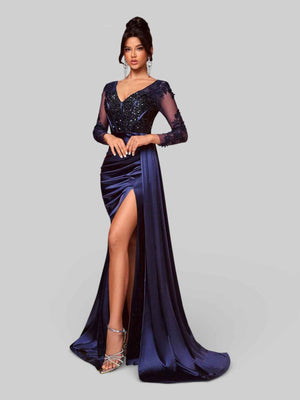 Vestido de Festa Luxo Bordado com Apliques Lancaster