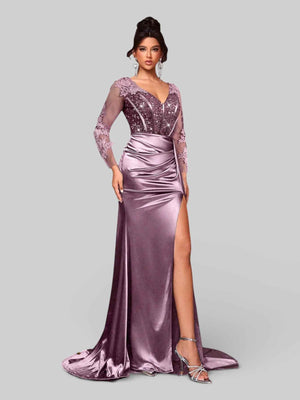 Vestido de Festa Luxo Bordado com Apliques Lancaster