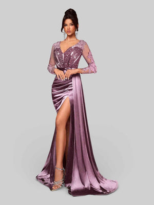 Vestido de Festa Luxo Bordado com Apliques Lancaster