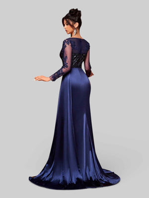Vestido de Festa Luxo Bordado com Apliques Lancaster
