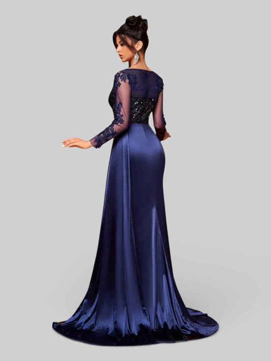 Vestido de Festa Luxo Bordado com Apliques Lancaster