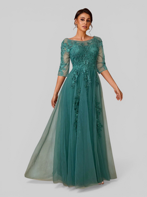 Vestido de Festa Mãe da Noiva Tule Bordado