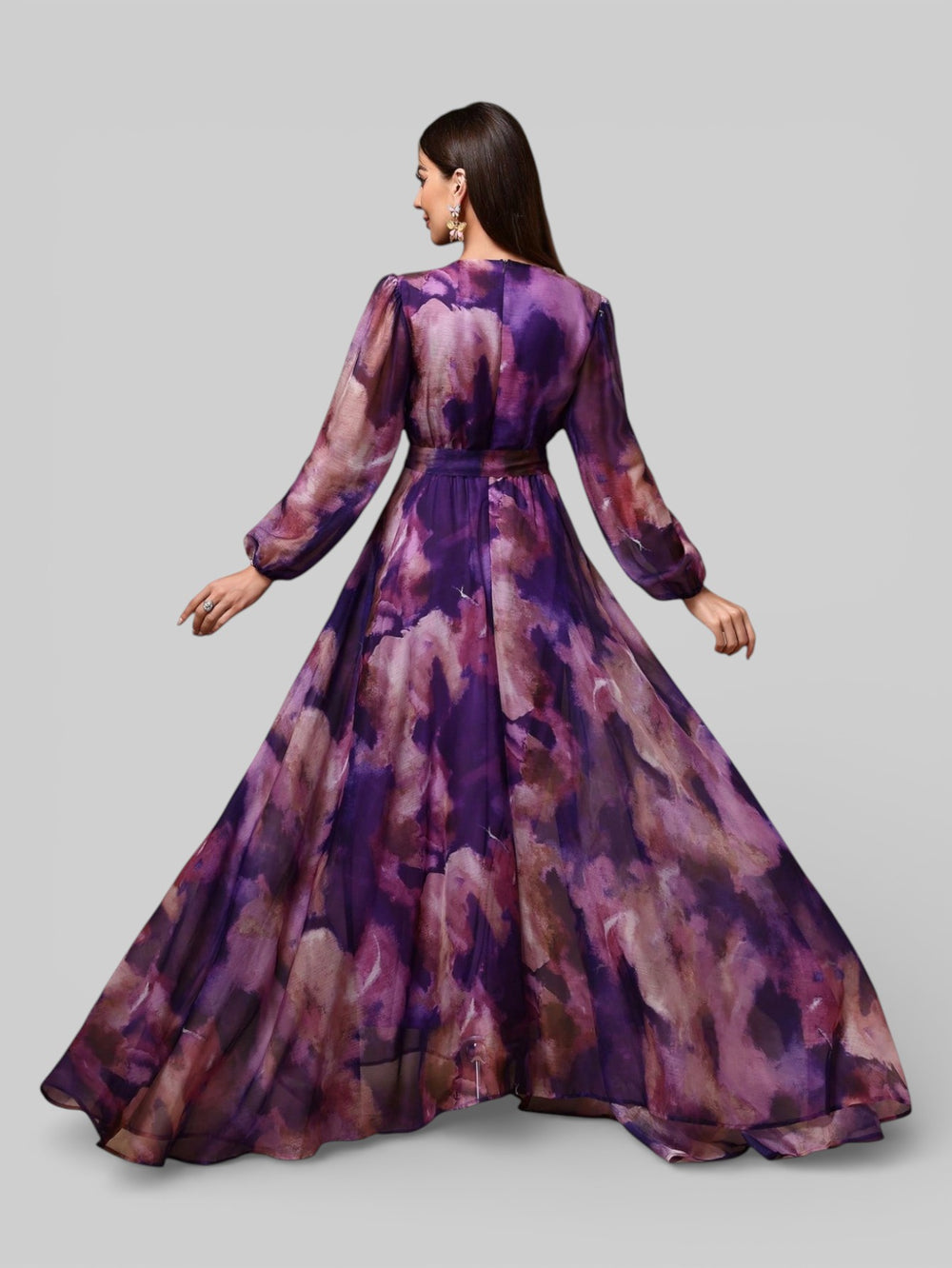 Vestido de Festa Manga Longa Estampado Tamara