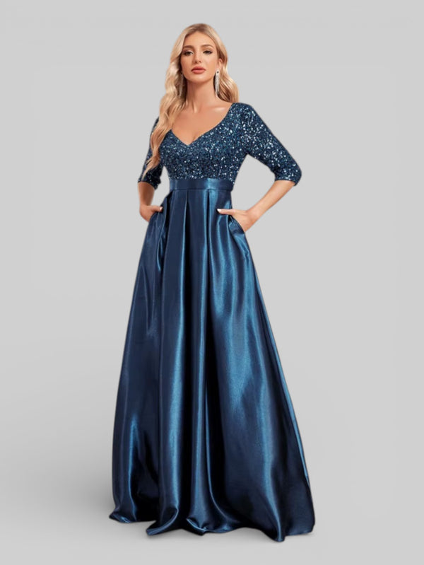 Vestido de Festa Manga Longa Lantejoulas Carmem - Aurea Dress