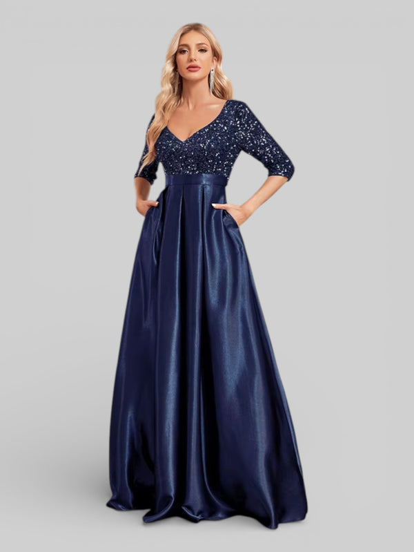 Vestido de Festa Manga Longa Lantejoulas Carmem - Aurea Dress