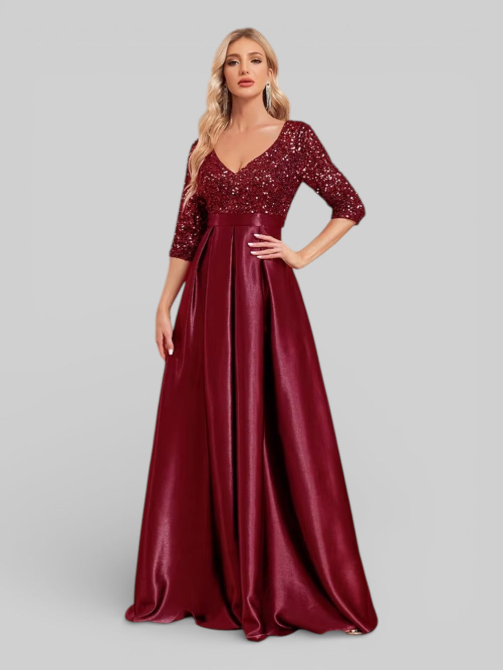 Vestido de Festa Manga Longa Lantejoulas Carmem