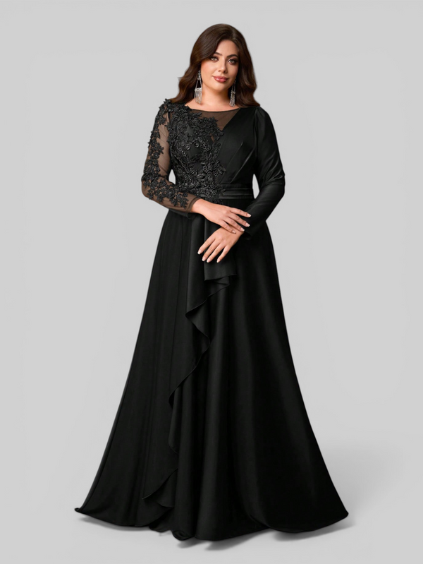 Vestido de Festa Manga Longa Plus Size Bordado Samira