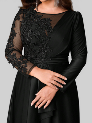 Vestido de Festa Manga Longa Plus Size Bordado Samira