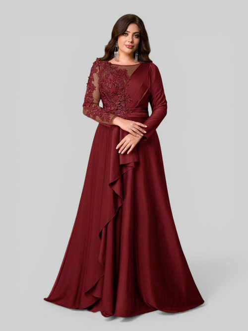 Vestido de Festa Manga Longa Plus Size Bordado Samira