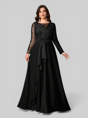Vestido de Festa Manga Longa Plus Size Bordado Samira