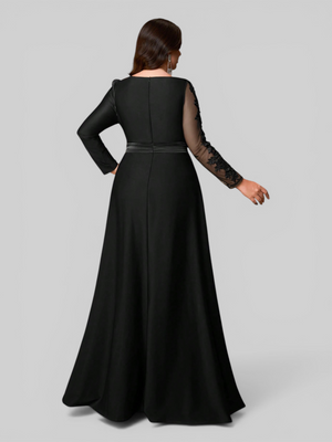 Vestido de Festa Manga Longa Plus Size Bordado Samira