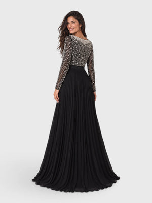 Vestido de Festa Manga Longa Premium Bordado e Pérolas Navaz
