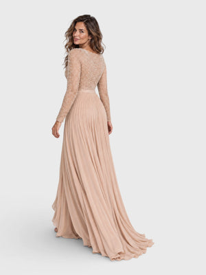 Vestido de Festa Manga Longa Premium Bordado e Pérolas Navaz