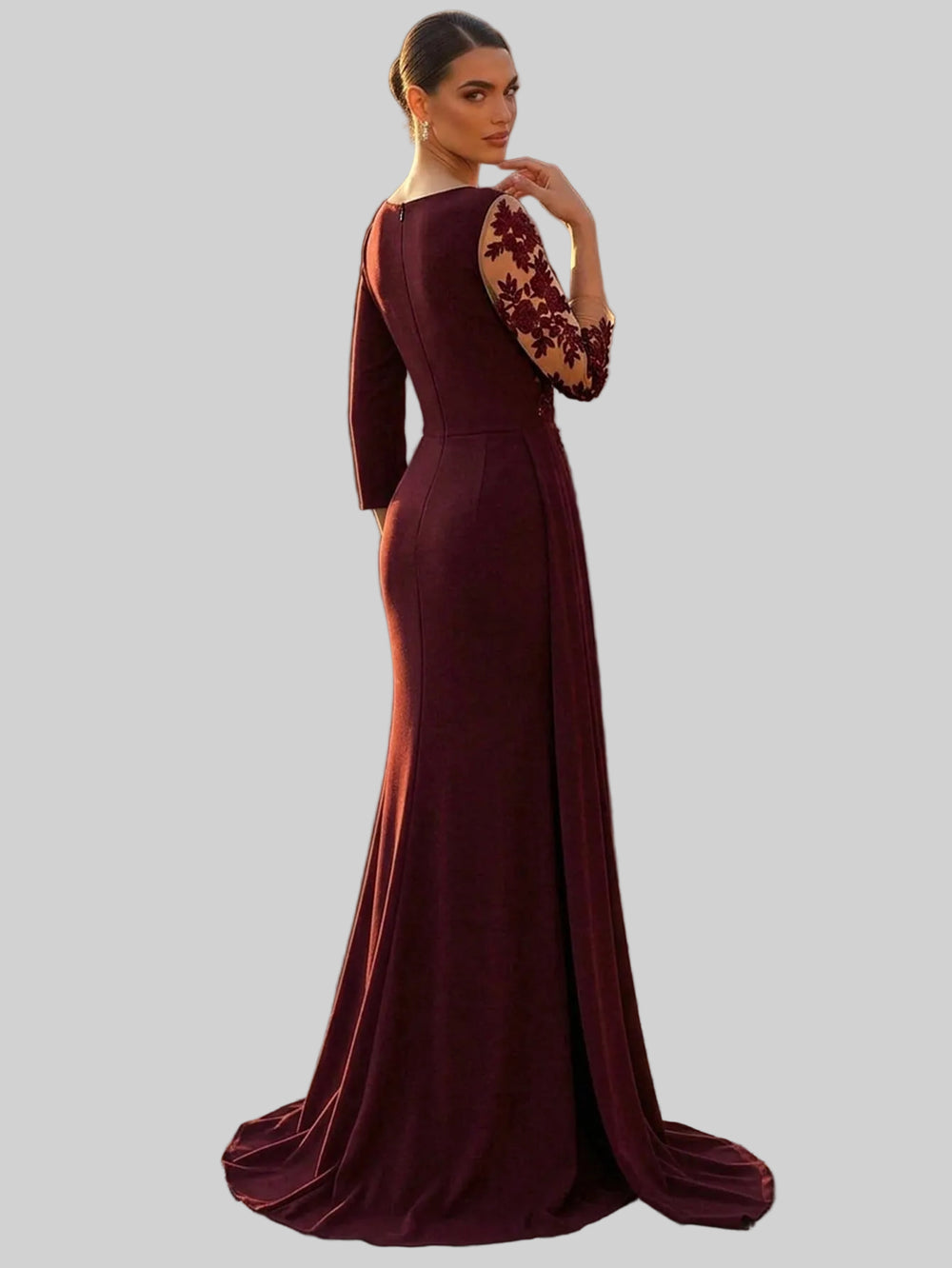 Vestido de Festa Manga Longa com Bordado Luxemburgo