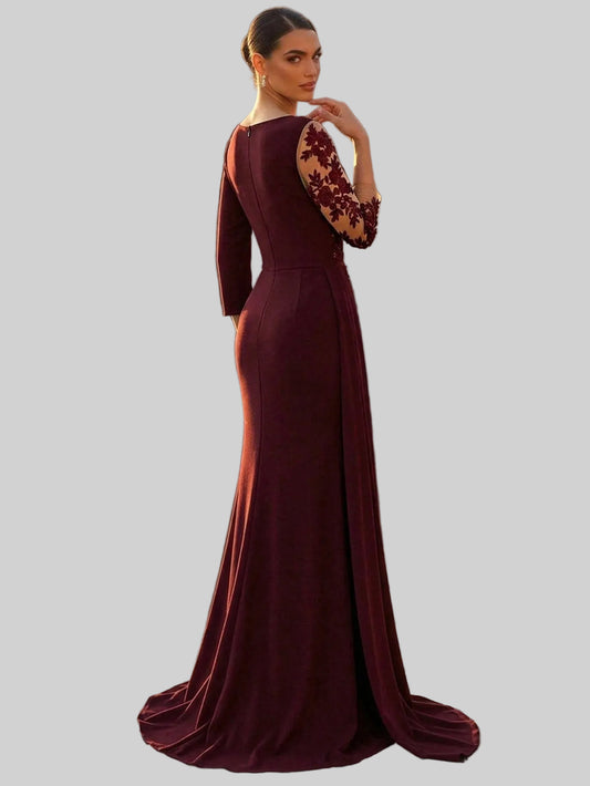 Vestido de Festa Manga Longa com Bordado Luxemburgo