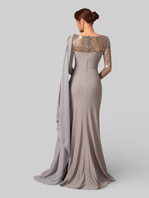 Vestido de Festa Manga Longa com Capa Vesture - Aurea Dress