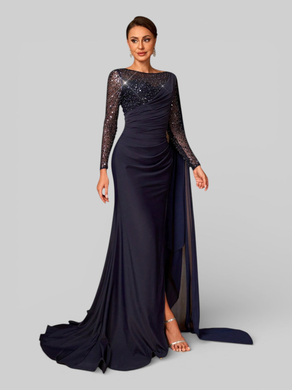 Vestido de Festa Manga Longa com Capa Vesture