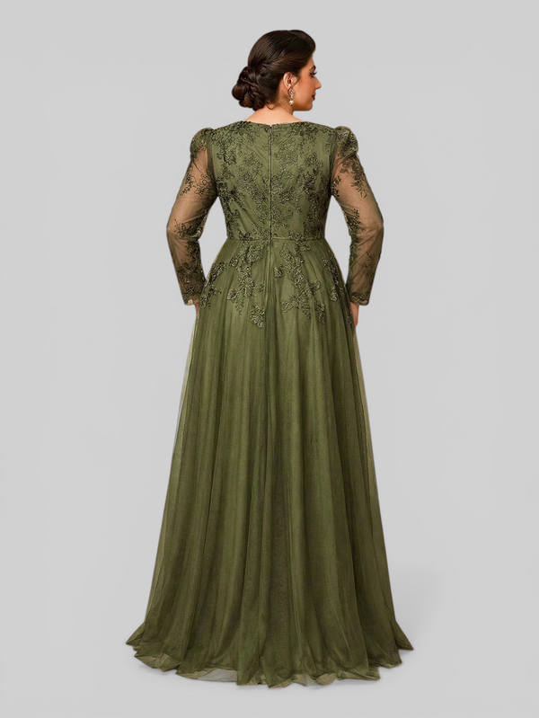 Vestido de Festa Manga Longa de Luxo Mãe da Noiva Prime