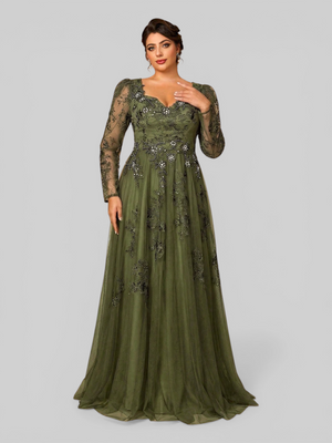Vestido de Festa Manga Longa de Luxo Mãe da Noiva Prime