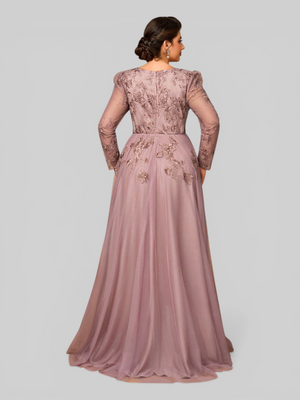 Vestido de Festa Manga Longa de Luxo Mãe da Noiva Prime