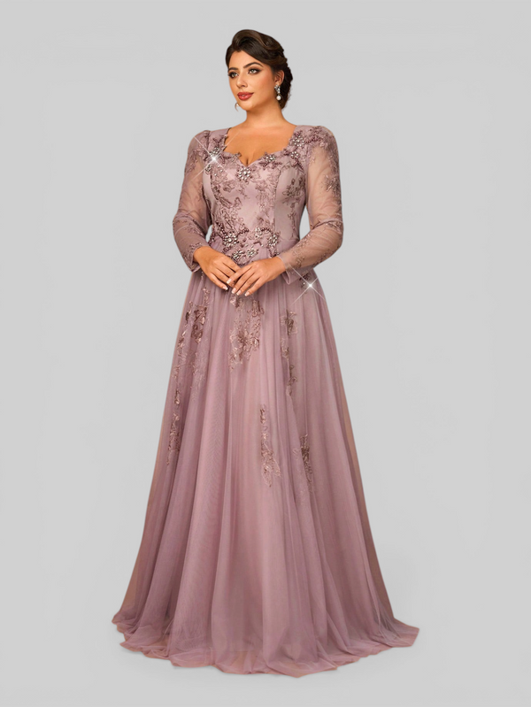 Vestido de Festa Manga Longa de Luxo Mãe da Noiva Prime