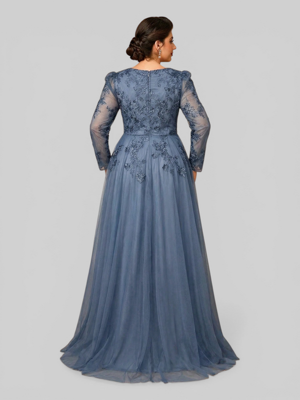 Vestido de Festa Manga Longa de Luxo Mãe da Noiva Prime