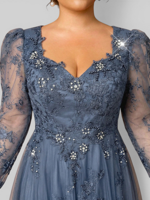 Vestido de Festa Manga Longa de Luxo Mãe da Noiva Prime