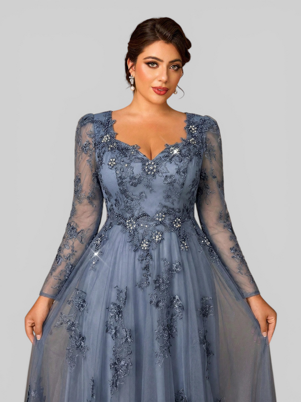 Vestido de Festa Manga Longa de Luxo Mãe da Noiva Prime