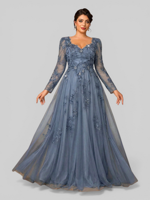 Vestido de Festa Manga Longa de Luxo Mãe da Noiva Prime