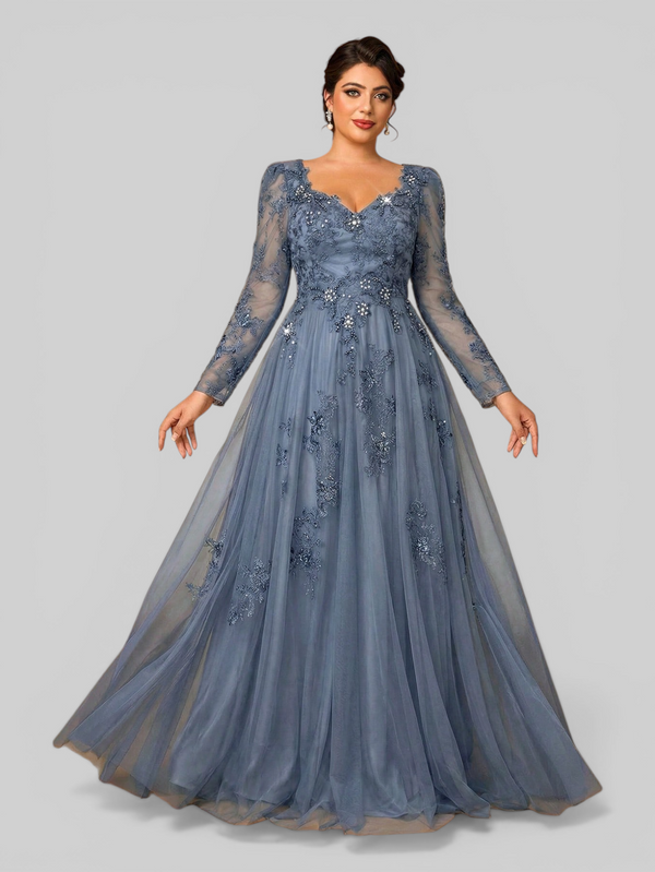 Vestido de Festa Manga Longa de Luxo Mãe da Noiva Prime