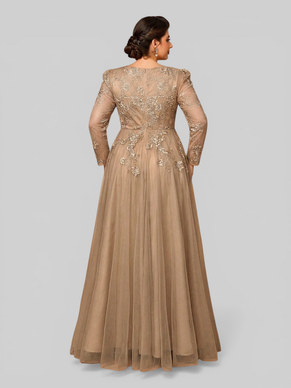 Vestido de Festa Manga Longa de Luxo Mãe da Noiva Prime