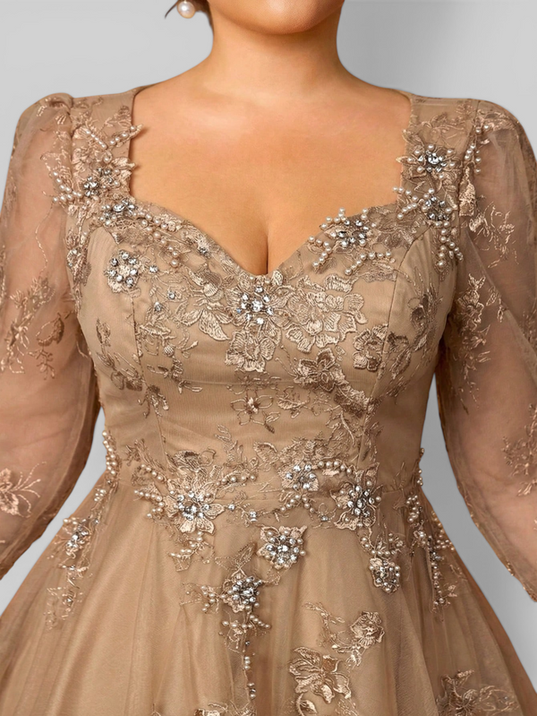 Vestido de Festa Manga Longa de Luxo Mãe da Noiva Prime