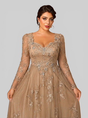 Vestido de Festa Manga Longa de Luxo Mãe da Noiva Prime