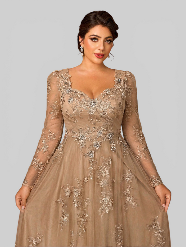 Vestido de Festa Manga Longa de Luxo Mãe da Noiva Prime