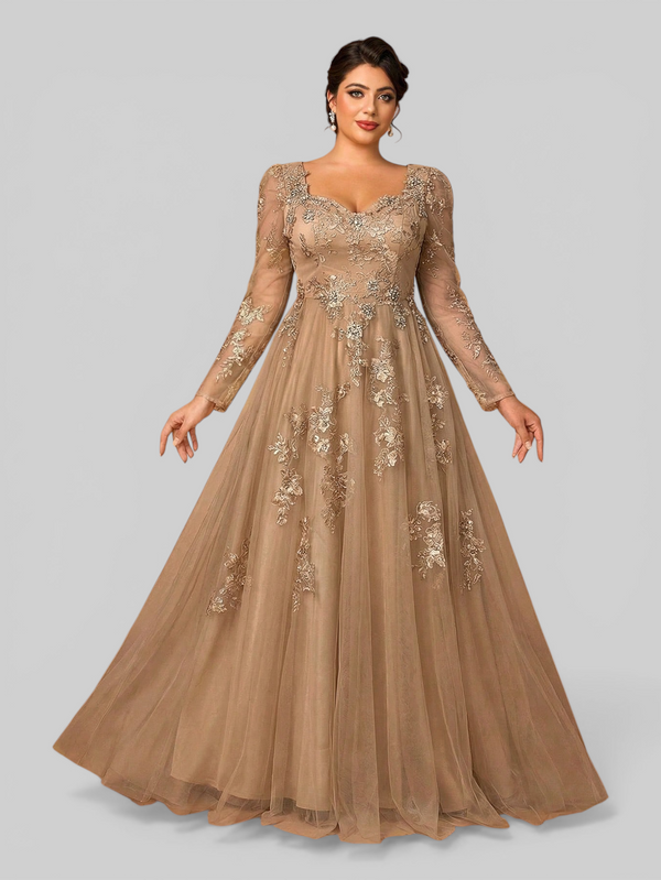 Vestido de Festa Manga Longa de Luxo Mãe da Noiva Prime