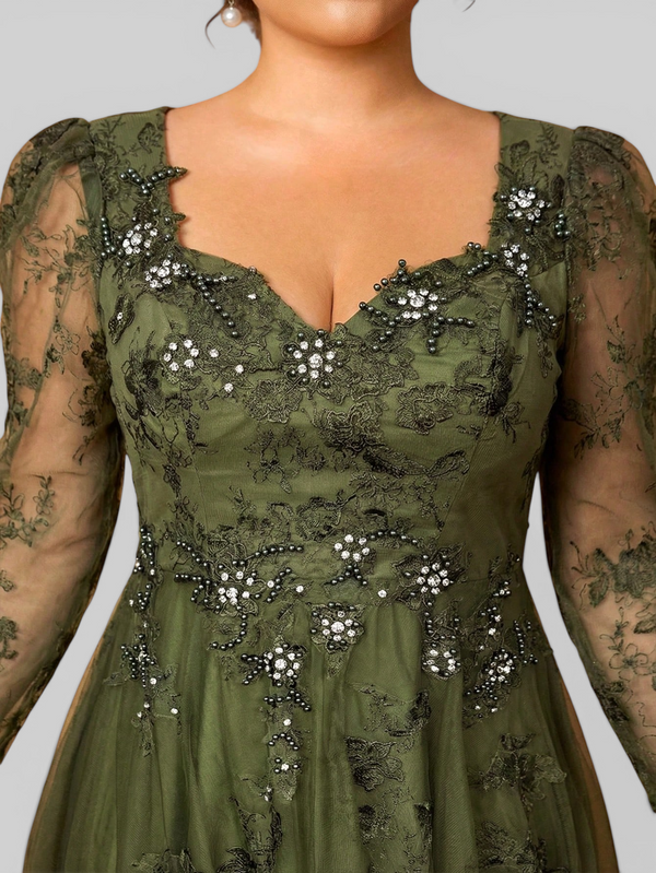 Vestido de Festa Manga Longa de Luxo Mãe da Noiva Prime