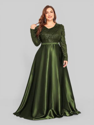 Vestido de Festa Plus Size Manga Longa Unique
