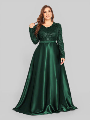 Vestido de Festa Plus Size Manga Longa Unique