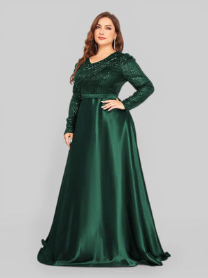 Vestido de Festa Plus Size Manga Longa Unique