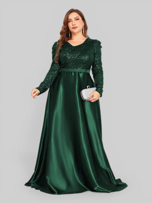 Vestido de Festa Plus Size Manga Longa Unique