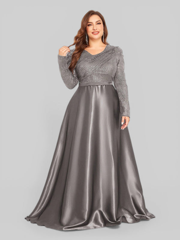 Vestido de Festa Plus Size Manga Longa Unique