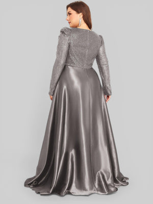 Vestido de Festa Plus Size Manga Longa Unique