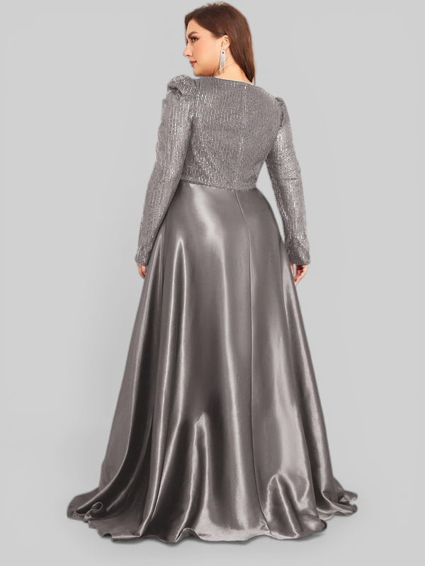 Vestido de Festa Plus Size Manga Longa Unique