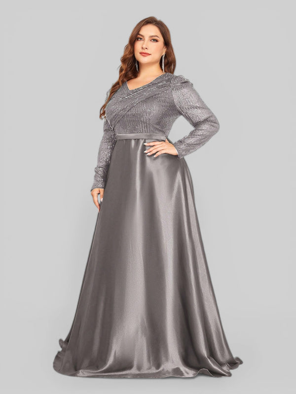 Vestido de Festa Plus Size Manga Longa Unique