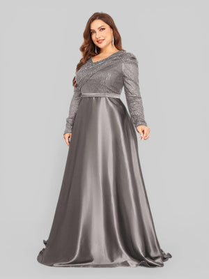 Vestido de Festa Plus Size Manga Longa Unique