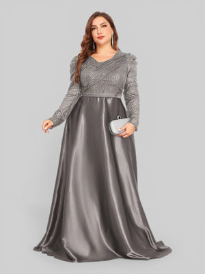 Vestido de Festa Plus Size Manga Longa Unique