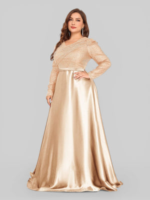 Vestido de Festa Plus Size Manga Longa Unique - Aurea Dress