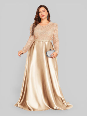 Vestido de Festa Plus Size Manga Longa Unique - Aurea Dress