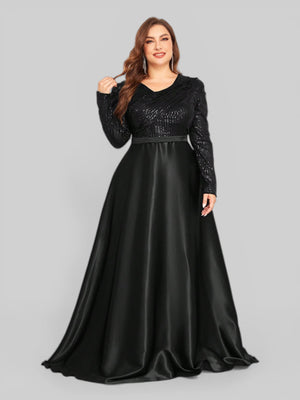 Vestido de Festa Plus Size Manga Longa Unique