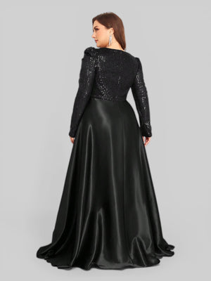 Vestido de Festa Plus Size Manga Longa Unique